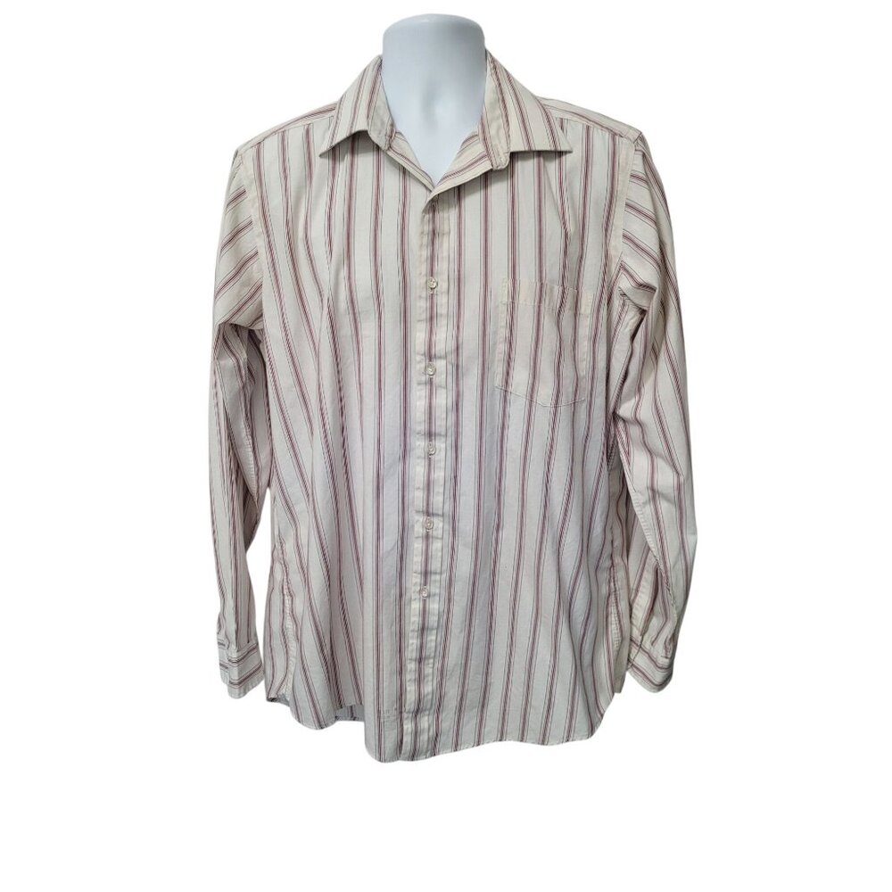Vintage Oscar De La Renta Mens Striped Button Shirt Tall Fellow 16.5 USA‎